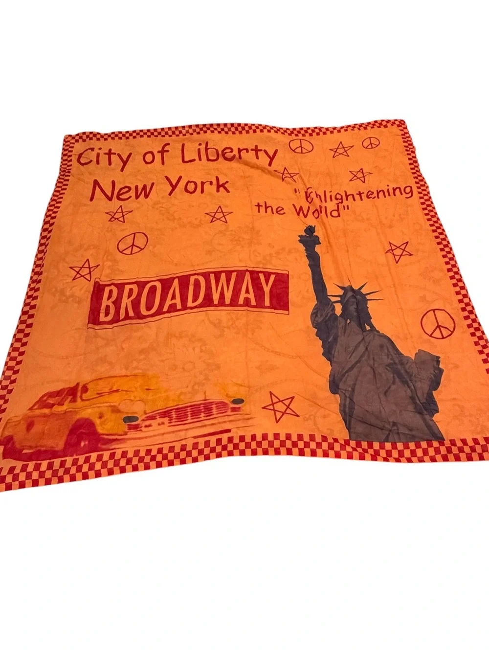 Raj New York City Liberty Broadway Cotton Scarf Wrap Orange NWT
